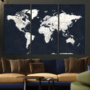 Black World Map Wall Art Canvas Print for Home Office and by MyGreatCanvas | Canvas Wall Art Prints | Photo Prints & Wall Decor