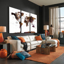 Rustic World Map Wall Art Canvas Print | Large World Map on
