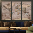 Grunge World Map Canvas Wall Art - Vintage Aged World Map by MyGreatCanvas | Canvas Wall Art Prints | Photo Prints & Wall Decor