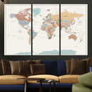 Pastel Colors World Map Wall Art Canvas Print by MyGreatCanvas | Canvas Wall Art Prints | Photo Prints & Wall Decor