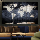 Vintage World Map Canvas Wall Art – Antique Triptych Map
