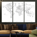 World Map Canvas Print – Framed Modern Detailed Map of the by MyGreatCanvas | Canvas Wall Art Prints | Photo Prints & Wall Decor