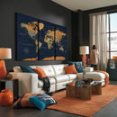 Modern World Map Canvas Print – Framed Detailed Map of the