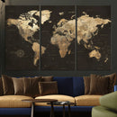 Framed World Map with Pin Canvas Print – Detailed World Map by MyGreatCanvas | Canvas Wall Art Prints | Photo Prints & Wall Decor