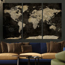 Push Pin World Map Canvas Wall Art Print, Interactive Travel