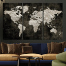 Vintage World Map Wall Art Canvas Print – Framed Large Map