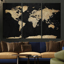 Beige World Map Canvas Wall Art Print, Minimal Black and by MyGreatCanvas | Canvas Wall Art Prints | Photo Prints & Wall Decor