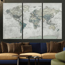 Neutral Vintage World Map Canvas Wall Art Print, Classic Map by MyGreatCanvas | Canvas Wall Art Prints | Photo Prints & Wall Decor