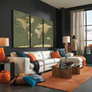Large World Map Canvas Wall Art Print for Study Room Decor -