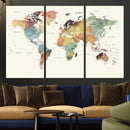 Framed World Map Wall Art Canvas Print for Living Room and by MyGreatCanvas | Canvas Wall Art Prints | Photo Prints & Wall Decor