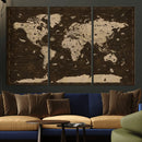 Colorful World Map Canvas Wall Art with Landmarks – Framed by MyGreatCanvas | Canvas Wall Art Prints | Photo Prints & Wall Decor