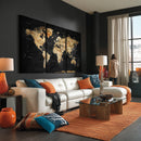 World Map Canvas Wall Art with Famous Landmarks – Framed