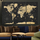 Vintage Blue and Brown World Map Canvas Wall Art – Framed by MyGreatCanvas | Canvas Wall Art Prints | Photo Prints & Wall Decor