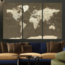 Vintage World Map Canvas Print – Framed Travel Map Wall Art