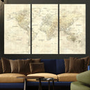 Colorful Watercolor World Map Canvas Wall Art – Framed