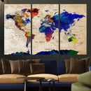 Colorful World Map Canvas Wall Art – Abstract Watercolor Map by MyGreatCanvas | Canvas Wall Art Prints | Photo Prints & Wall Decor