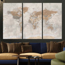 Detailed World Map Wall Art Canvas Print for Home and Office Decor by MyGreatCanvas | Canvas Wall Art Prints | Photo Prints & Wall Decor