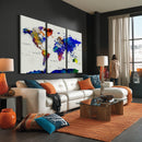World Map Wall Art Canvas Print, Modern Decorative Framed
