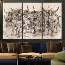 Abstract Cow Longhorn Wall Art Canvas Print for Cabin Decor by MyGreatCanvas | Canvas Wall Art Prints | Photo Prints & Wall Decor