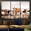 Texas Longhorn Cattle Wall Art Canvas Print, Sepia Western by MyGreatCanvas | Canvas Wall Art Prints | Photo Prints & Wall Decor