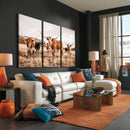 Texas Longhorn Cattle Wall Art Canvas Print, Sepia Western