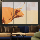 Minimal Longhorn Bull Wall Art Canvas Print, Neutral Western by MyGreatCanvas | Canvas Wall Art Prints | Photo Prints & Wall Decor