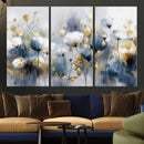 Large Abstract Flowers Wall Art Canvas Print – Gold and Blue by MyGreatCanvas | Canvas Wall Art Prints | Photo Prints & Wall Decor
