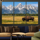 Bison in Mountain Landscape Wall Art Canvas Print – Western by MyGreatCanvas | Canvas Wall Art Prints | Photo Prints & Wall Decor