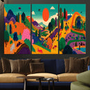Colorful Japanese Landscape Print: Maximalist Panoramic Wall by MyGreatCanvas | Canvas Wall Art Prints | Photo Prints & Wall Decor