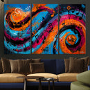 Geometric Abstract Wall Art Canvas Print, Orange Blue by MyGreatCanvas | Canvas Wall Art Prints | Photo Prints & Wall Decor