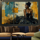 Elegant Woman Canvas Wall Art — Black Gold Gown Fashion by MyGreatCanvas | Canvas Wall Art Prints | Photo Prints & Wall Decor
