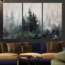 Misty Pine Forest Oil Painting Canvas — Dark Moody Teal Grey by MyGreatCanvas | Canvas Wall Art Prints | Photo Prints & Wall Decor