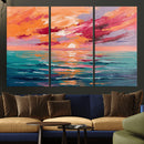 Bold Palette Knife Ocean Sunset Canvas — Orange Pink Teal by MyGreatCanvas | Canvas Wall Art Prints | Photo Prints & Wall Decor