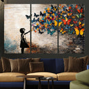 Banksy Graffiti Butterfly Girl Wall Art Canvas Print, Framed by MyGreatCanvas | Canvas Wall Art Prints | Photo Prints & Wall Decor