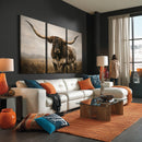 Longhorn Bull Wall Art Canvas Print, Western Farmhouse