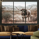 Texas Longhorn Bull Wall Art Canvas Print, Western Farmhouse