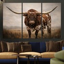 Texas Longhorn Canvas Wall Art Western Bull Desert Moody by MyGreatCanvas | Canvas Wall Art Prints | Photo Prints & Wall Decor