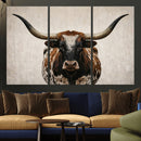 Texas Longhorn Canvas Wall Art Western Bull Desert Moody by MyGreatCanvas | Canvas Wall Art Prints | Photo Prints & Wall Decor