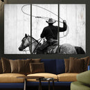Cowboy Lasso Canvas Wall Art, Black White Western Horse by MyGreatCanvas | Canvas Wall Art Prints | Photo Prints & Wall Decor