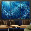 School of Fish Canvas Print | Blue Ocean Underwater Wall Art by MyGreatCanvas | Canvas Wall Art Prints | Photo Prints & Wall Decor
