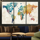 Watercolor World Map Canvas Wall Art Print – Abstract by MyGreatCanvas | Canvas Wall Art Prints | Photo Prints & Wall Decor