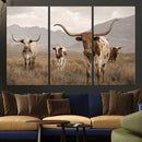 Rustic Texas Longhorn Cow Canvas Wall Art Print, Rustic Farm Animal Photography Print, Farmhouse Country Decor, Western Ranch Art