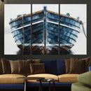 Blue Wooden Rowboat Canvas Wall Art, Coastal Nautical Boat Painting Print for Lake Beach House Decor, Minimalist Maritime Decor Artwork by MyGreatCanvas | Canvas Wall Art Prints | Photo Prints & Wall Decor