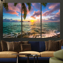 Hawaii Beach Sunset Canvas Wall Art Print, Tropical Ocean Landscape Artwork, Palm Tree Coastal Decor for Living Room Bedroom by MyGreatCanvas | Canvas Wall Art Prints | Photo Prints & Wall Decor