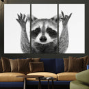 Funny Raccoon Canvas Wall Art, Black White Hands Up Animal Photo Print, Humorous Wildlife Decor, Kids Room Nursery Art, Quirky Animal Gift by MyGreatCanvas | Canvas Wall Art Prints | Photo Prints & Wall Decor
