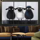 Funny Sheep Canvas Wall Art, Three Quirky Sheep Painting Print, Cute Animal Nursery Decor, Black White Navy Farmhouse Art, Kids Room Gift by MyGreatCanvas | Canvas Wall Art Prints | Photo Prints & Wall Decor