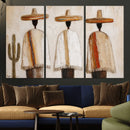 Mexican Wall Art Canvas Print, Southwestern Sombrero Poncho Painting, Neutral Earthy Boho Decor, Fiesta Living Room Art, Impasto Style Print by MyGreatCanvas | Canvas Wall Art Prints | Photo Prints & Wall Decor