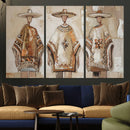 Mexican Folk Art Canvas Wall Art, Charro Poncho Sombrero Painting Print, Neutral Beige Boho Decor, Southwestern Impasto Style, Living Room Art by MyGreatCanvas | Canvas Wall Art Prints | Photo Prints & Wall Decor