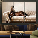 Funny Horse on Sofa Canvas Wall Art, Quirky Horse Lounging Photo Print, Whimsical Animal Decor, Living Room Conversation Art, Horse Lover Gift by MyGreatCanvas | Canvas Wall Art Prints | Photo Prints & Wall Decor