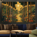 Gustav Klimt Style Forest Canvas Wall Art, Golden Forest Path Floral Art Nouveau Print, Enchanted Woodland Decor by MyGreatCanvas | Canvas Wall Art Prints | Photo Prints & Wall Decor